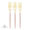 Chic Round Blush and Gold Forks | 32 Pieces