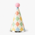 Colorful Harlequin Birthday Party Hats, 6pcs