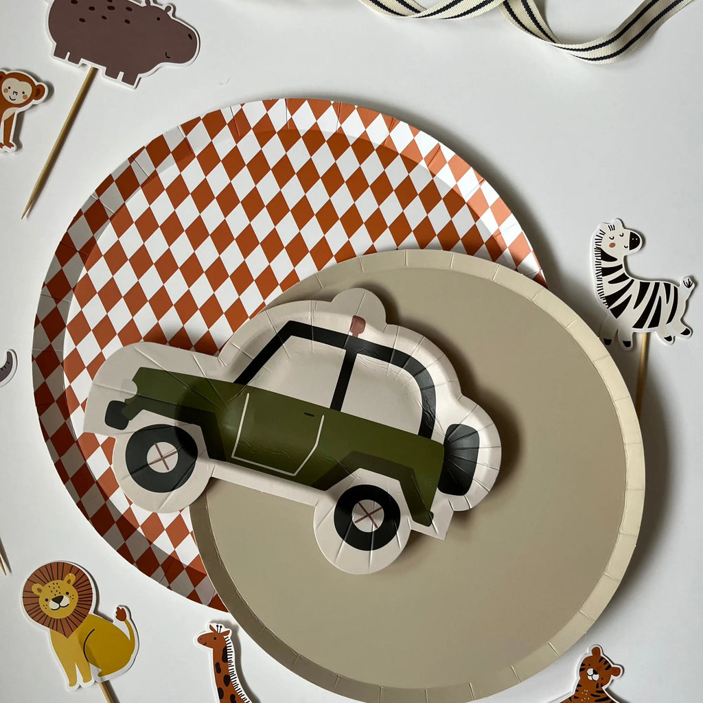 Safari Jeep Dessert Paper Party Plate (8pcs)