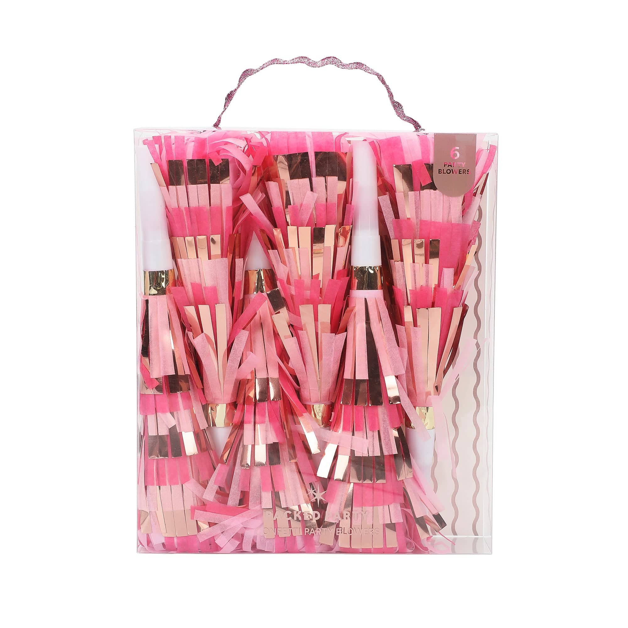 Pop of Pink Confetti Party Blowers (6 ct)