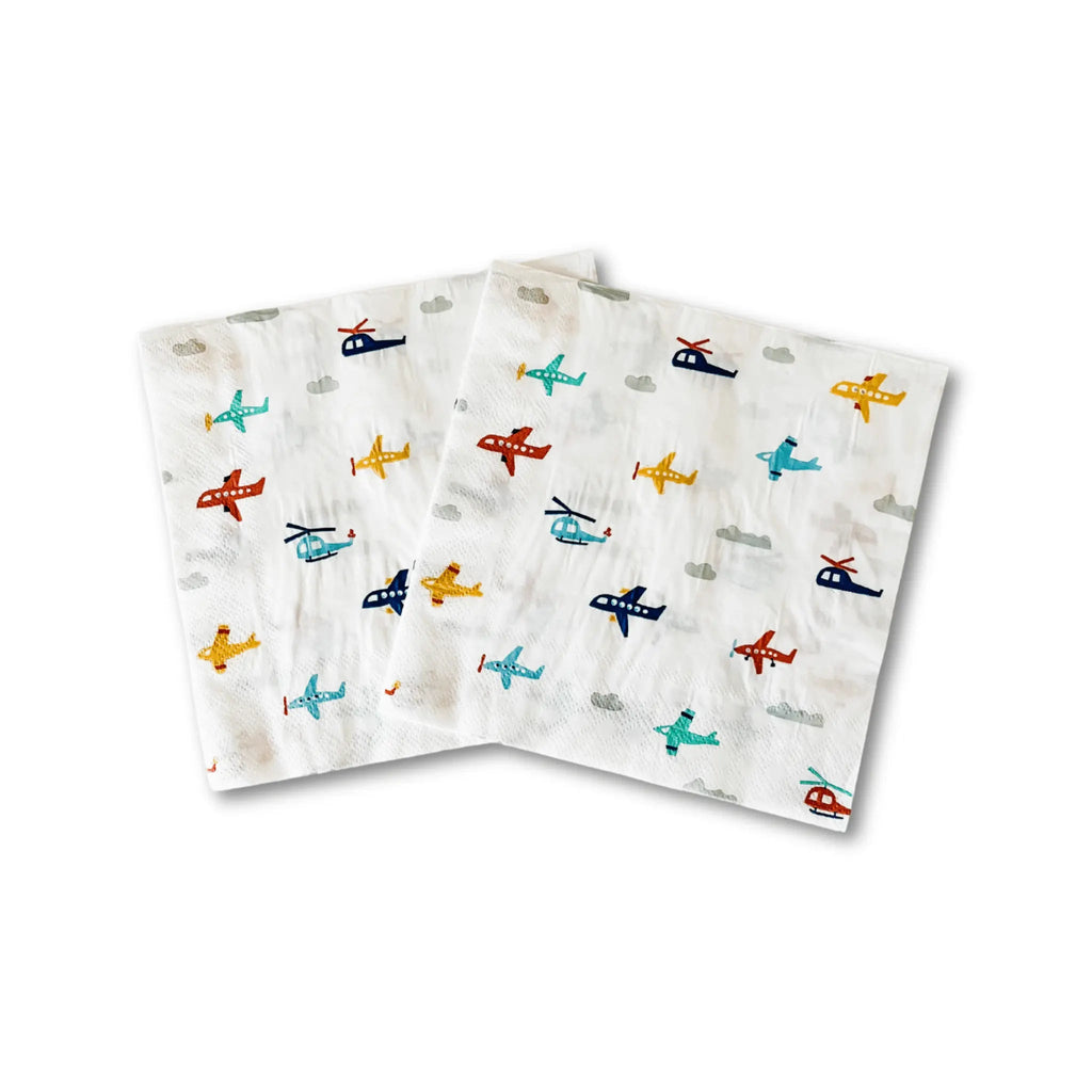Airplane Party Lunch Napkins for Kids Birthday, 6.5 Inch (24 Pack)