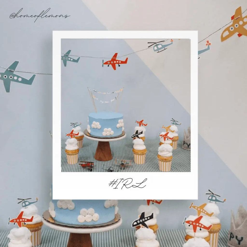 Oh My Time Flies Airplane Cake Banner, First Birthday Cake Topper