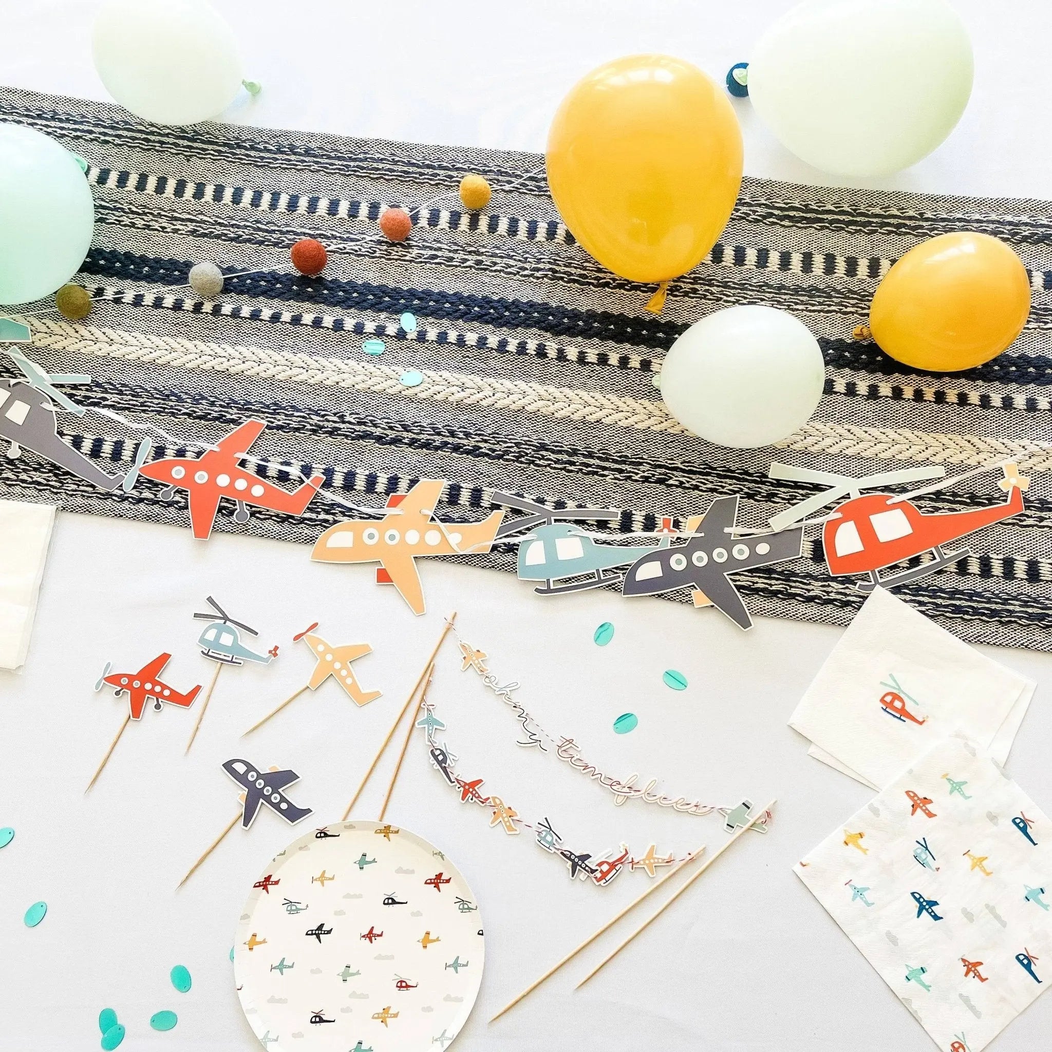 Oh My Time Flies Airplane Cake Banner, First Birthday Cake Topper