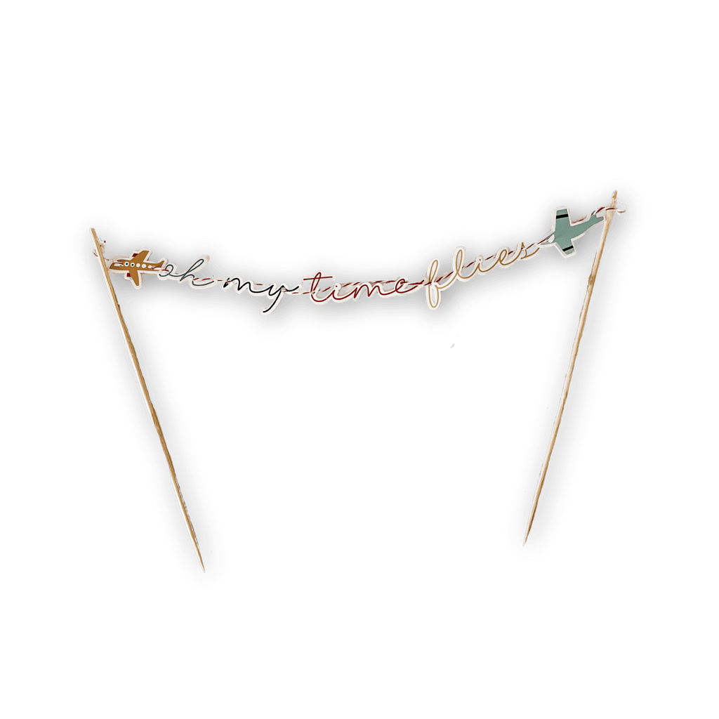 Oh My Time Flies Airplane Cake Banner, First Birthday Cake Topper