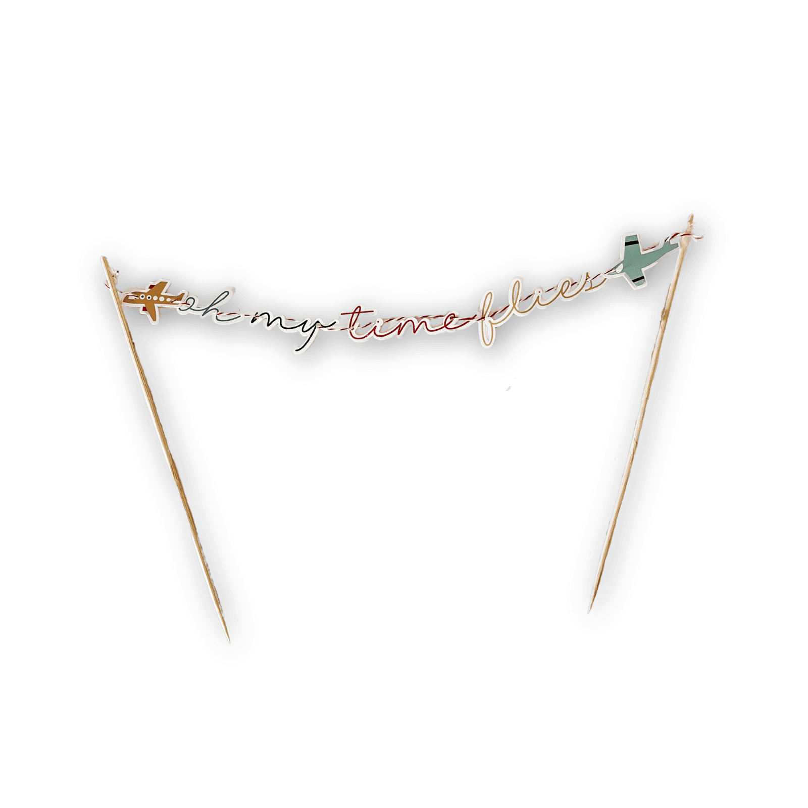 Oh My Time Flies Airplane Cake Banner, First Birthday Cake Topper