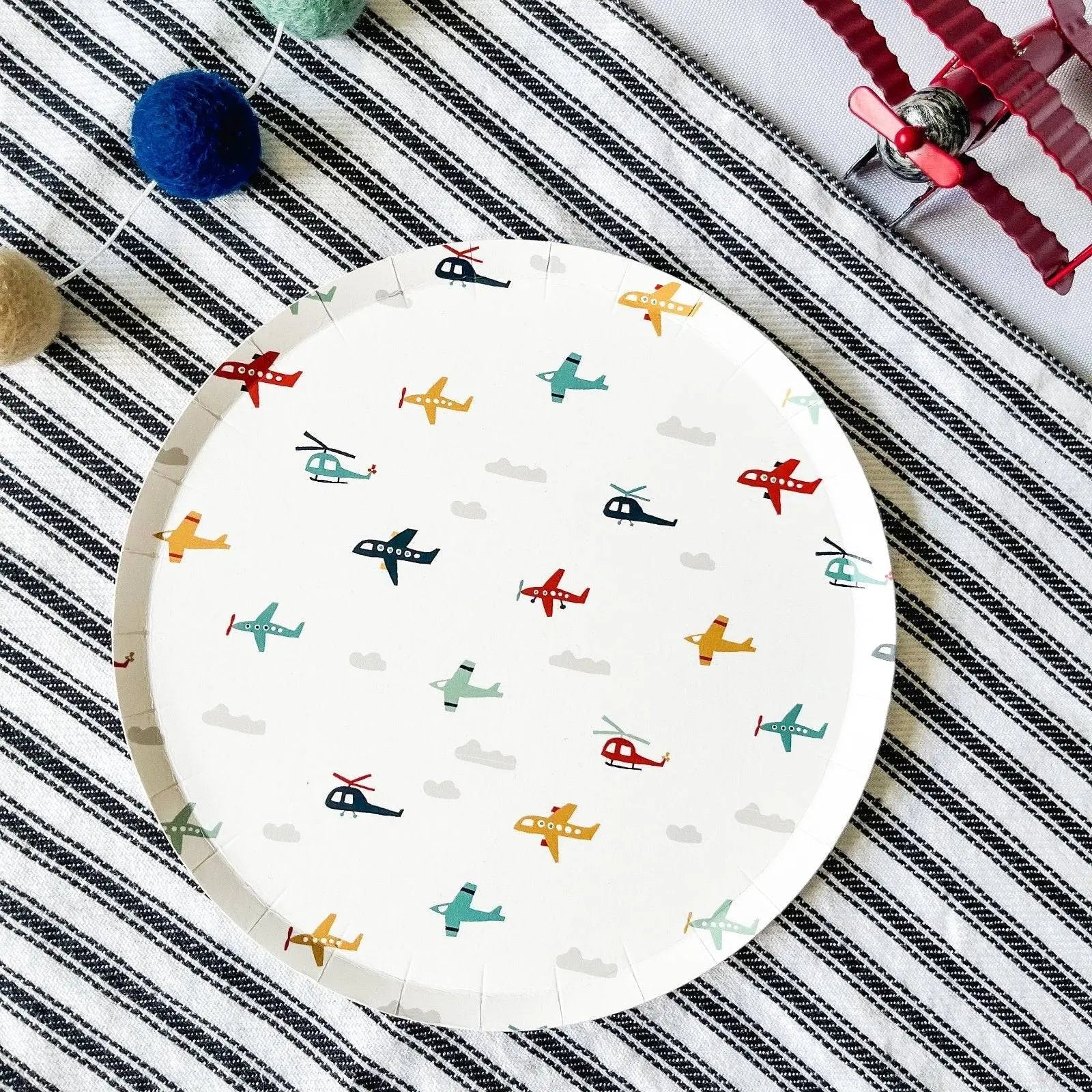 Airplane Dessert Plates, 7 Inch Kids Birthday Party Plates