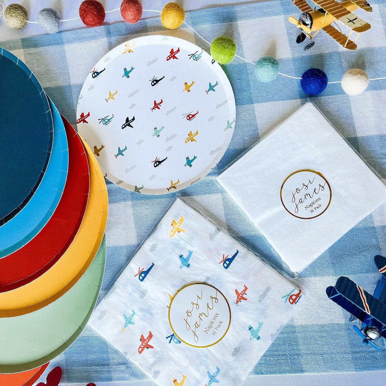 Airplane Dessert Plates, 7 Inch Kids Birthday Party Plates