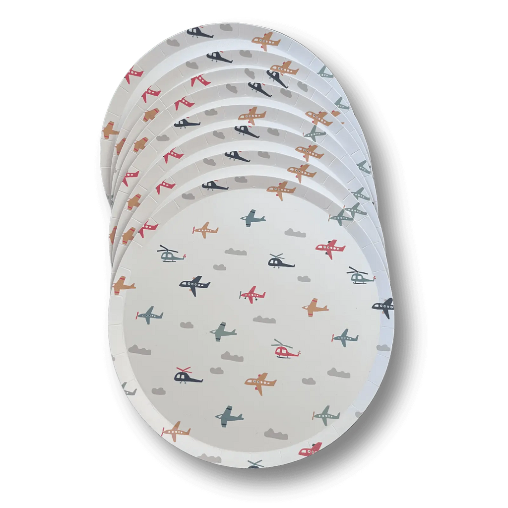 Airplane Dessert Plates, 7 Inch Kids Birthday Party Plates