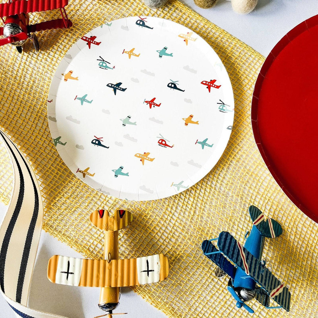 Airplane Dessert Plates, 7 Inch Kids Birthday Party Plates