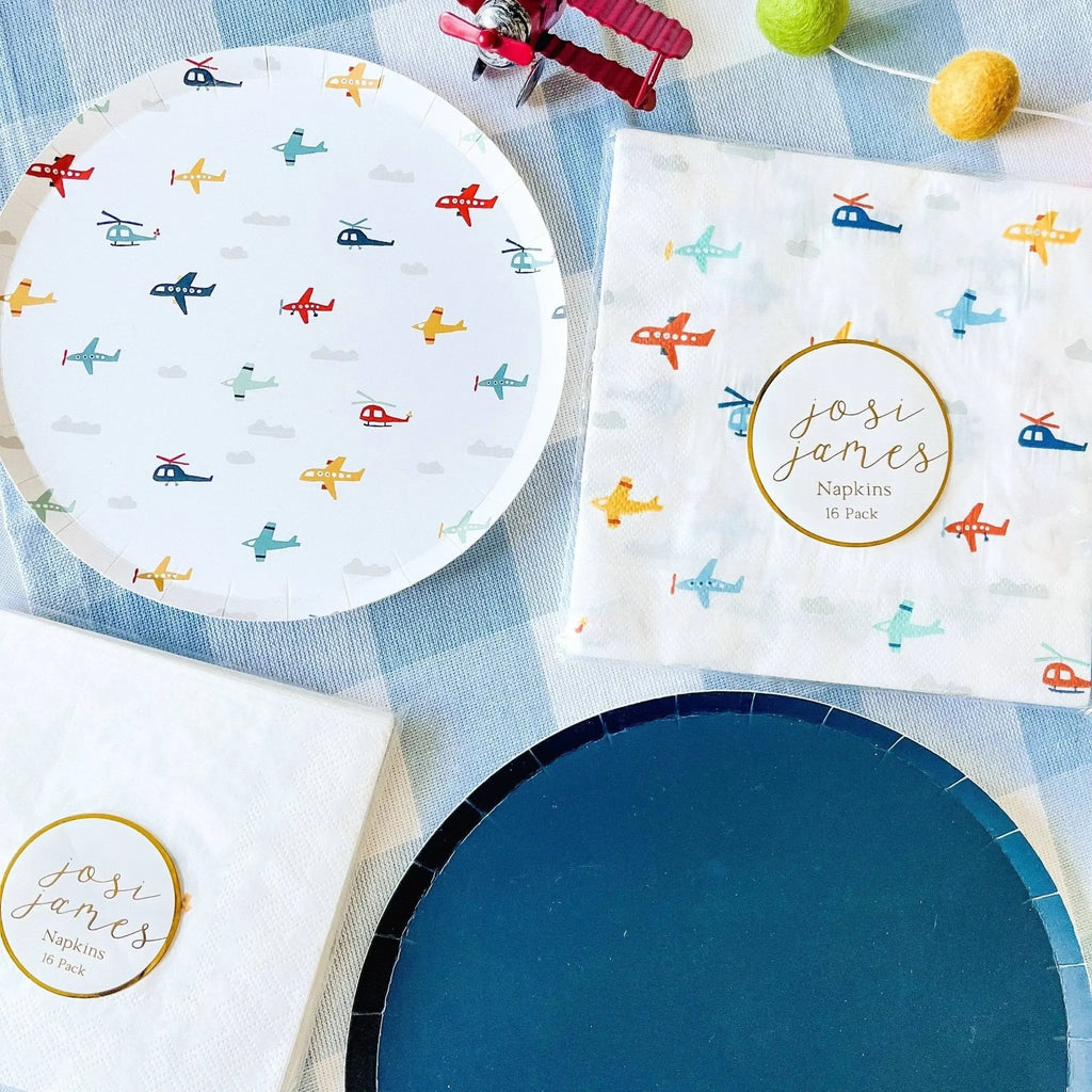 Airplane Cocktail Napkins, 5 Inch Kids Party Beverage Napkins (16 Pack)