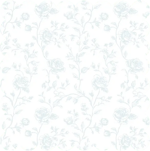Baby Blue Floral Toile Scalloped Cocktail Napkins, 12pcs