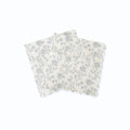 Baby Blue Floral Toile Scalloped Cocktail Napkins, 12pcs