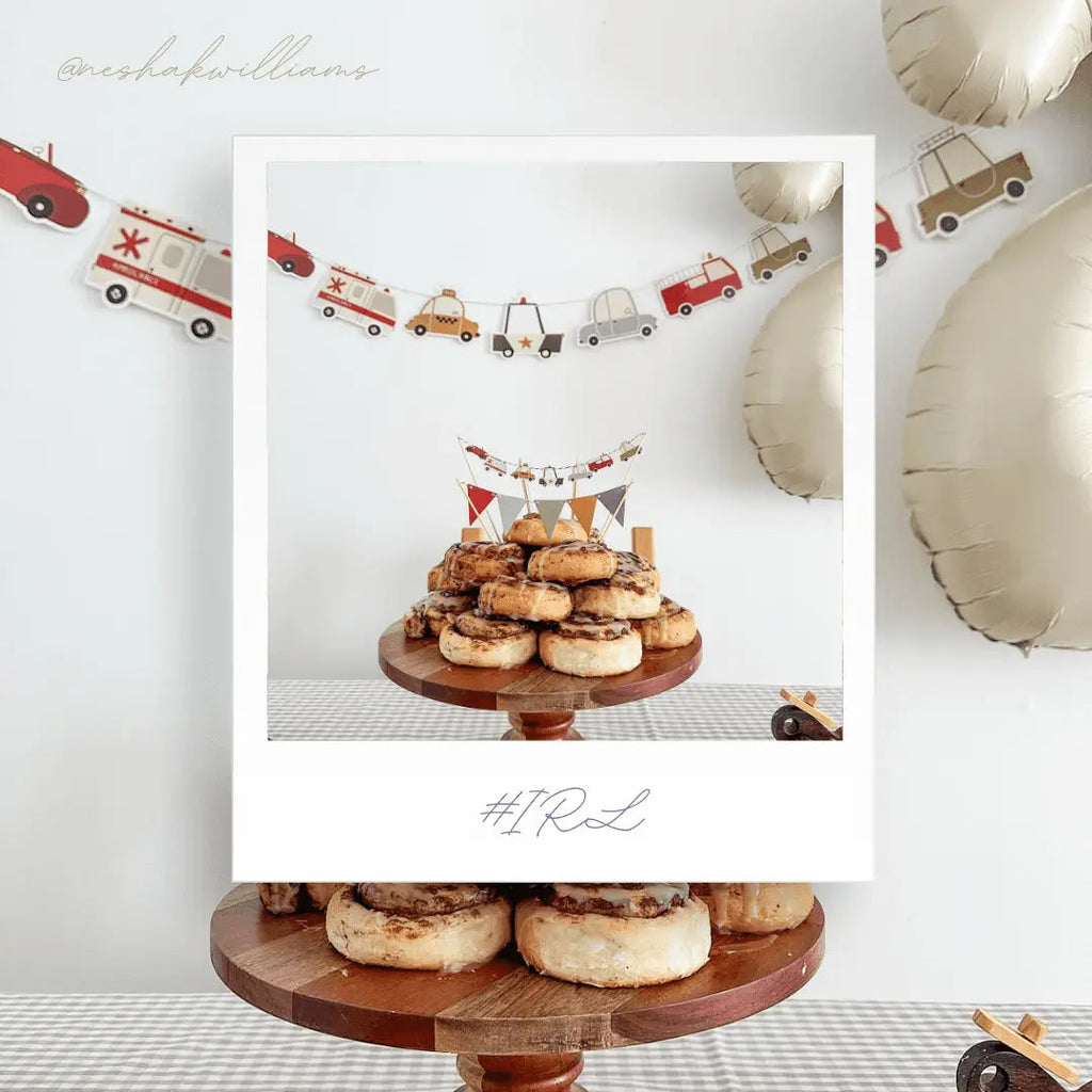 Car Cake Banner – Mini Car & Pennant Garland Topper