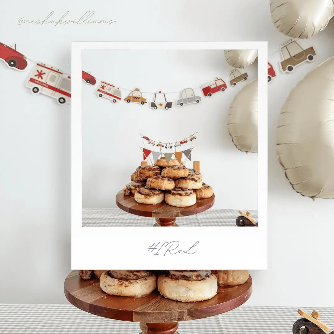 Car Cake Banner – Mini Car & Pennant Garland Topper