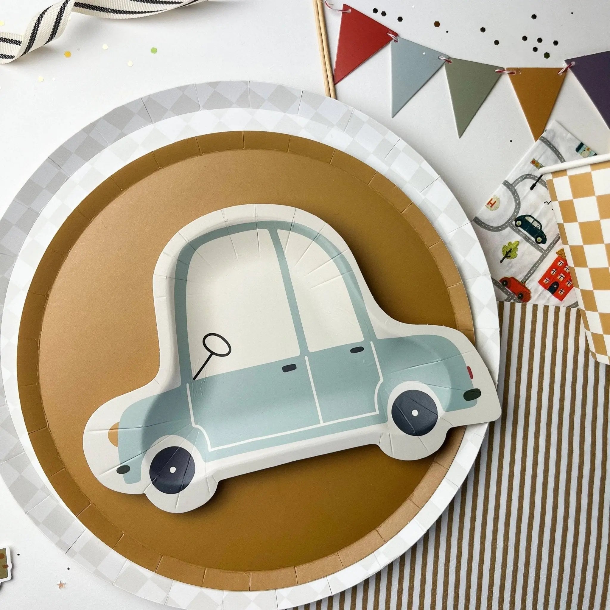 Baby Blue Car Shaped Party Plates (12pcs)