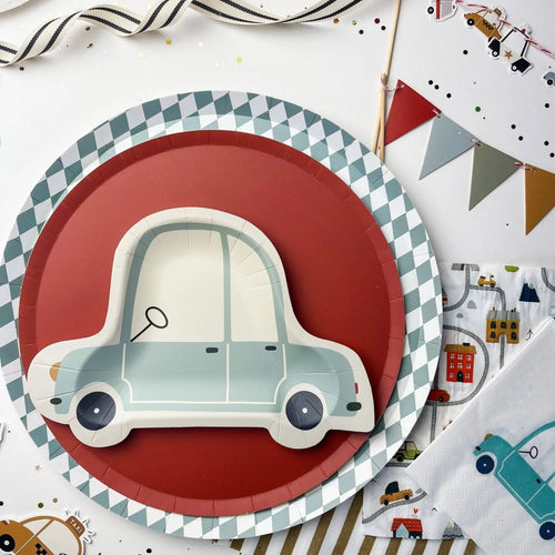 Baby Blue Car Shaped Party Plates (12pcs)