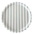 Classic Striped Sea Foam Blue & White Scalloped Plates, 12pcs