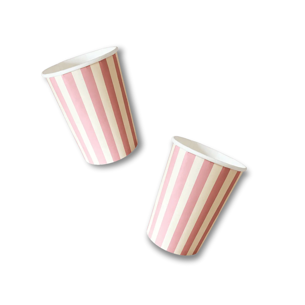 Cream & Pink Striped Cups