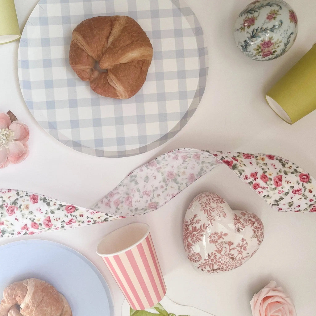 Cream & Pink Striped Cups