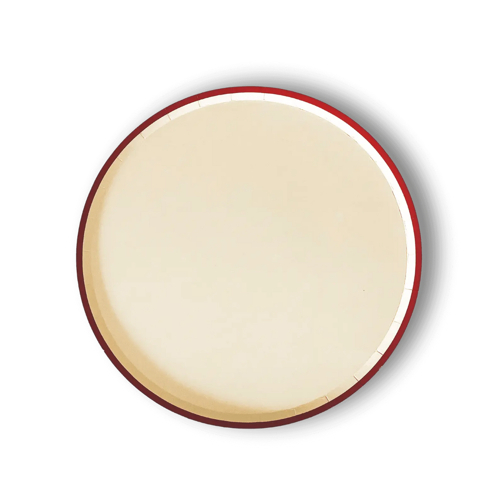 Cream Plate Red Trim, Paper Party Plate (8pcs)