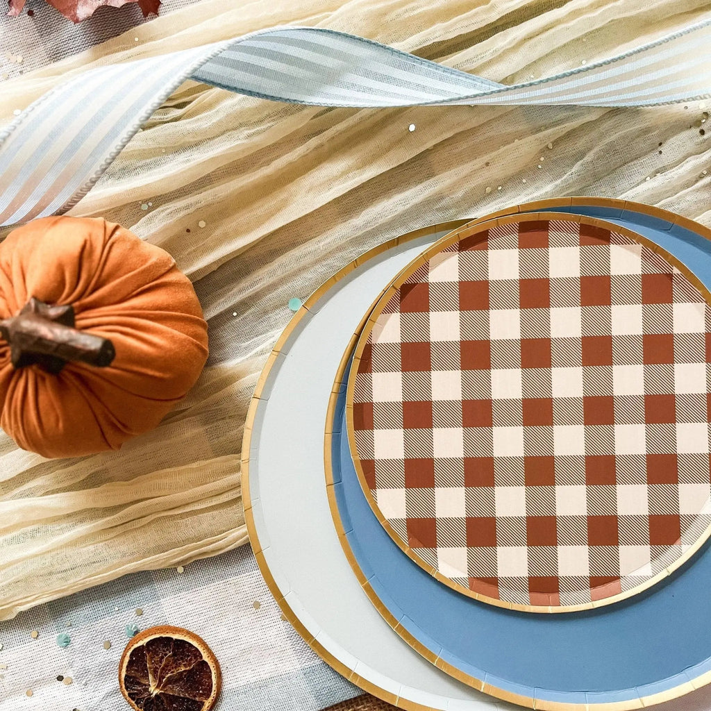 Fall Plaid Dessert Plate (8pcs)