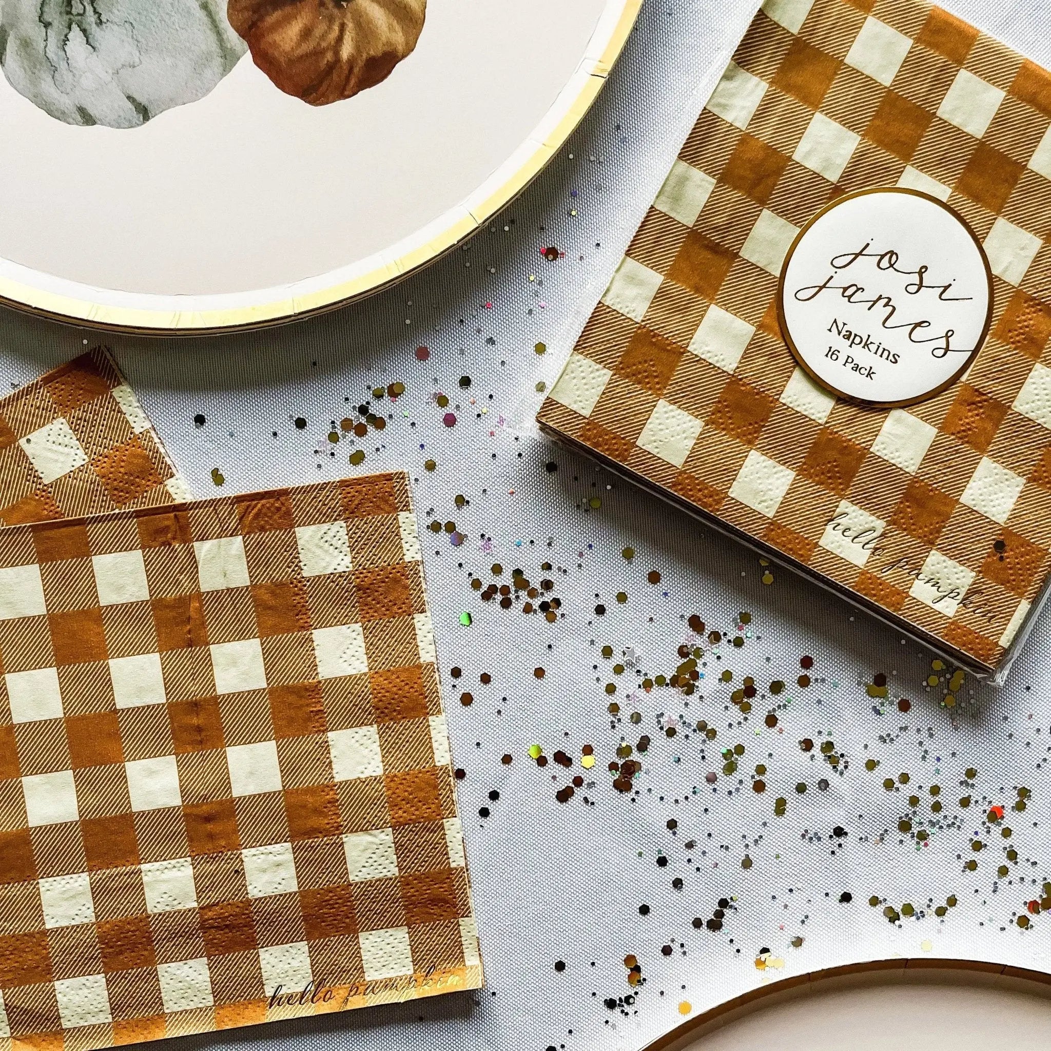 Fall Plaid Small Disposable Paper Napkins (16pcs)
