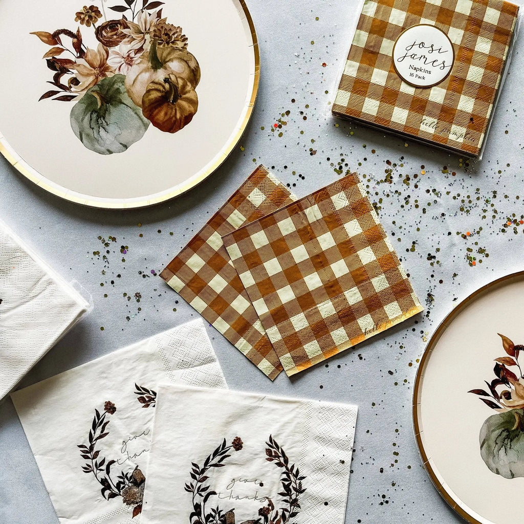 Fall Plaid Small Disposable Paper Napkins (16pcs)