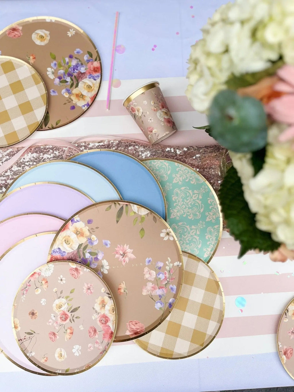 Gold Cornflower Blue Paper Plate (8pcs)
