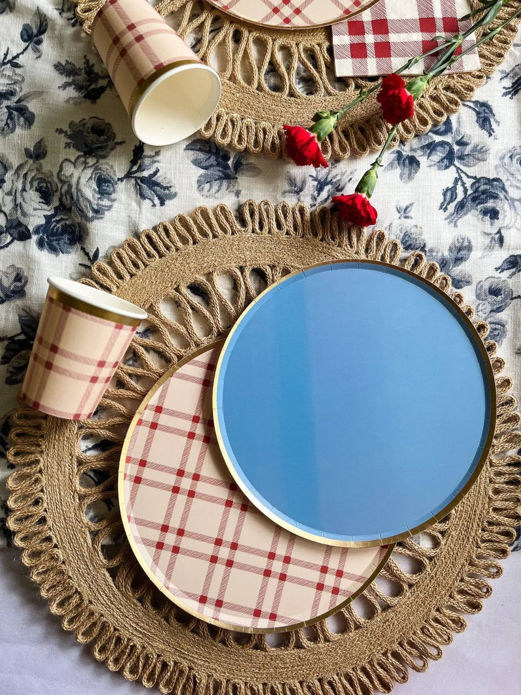 Gold Cornflower Blue Paper Plate (8pcs)