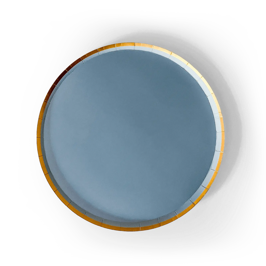 Gold Cornflower Blue Paper Plate (8pcs)