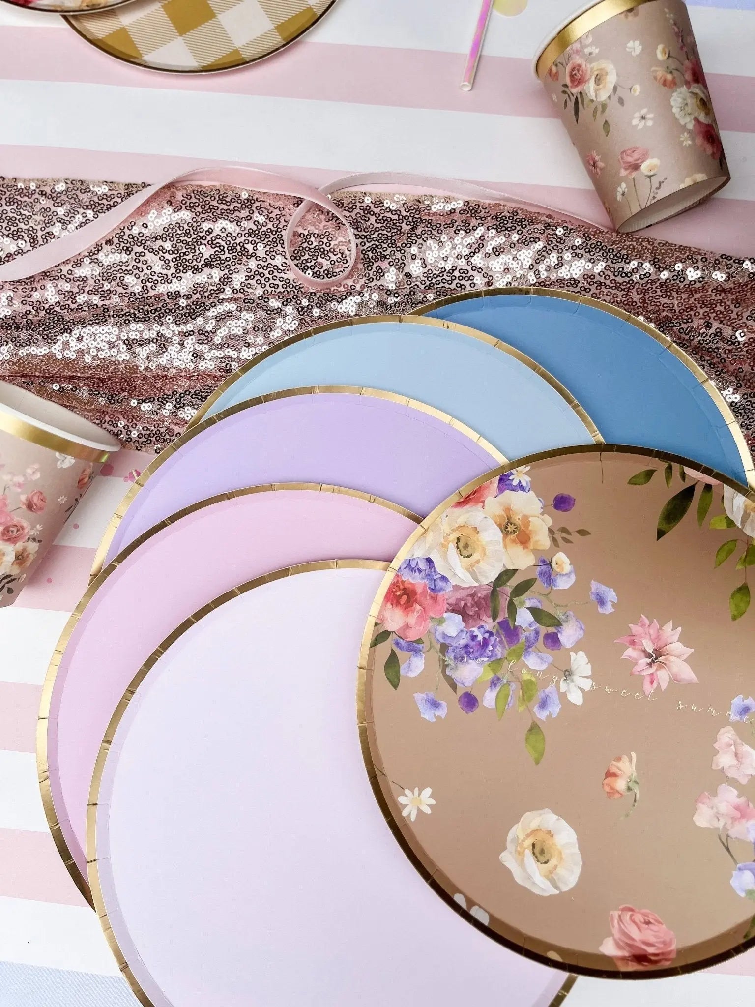 Gold Light Pink Paper Plate (8pcs)