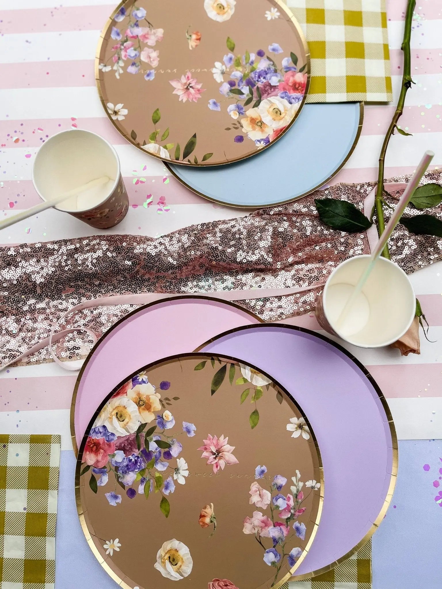 Gold Pink Paper Plate (8pcs)