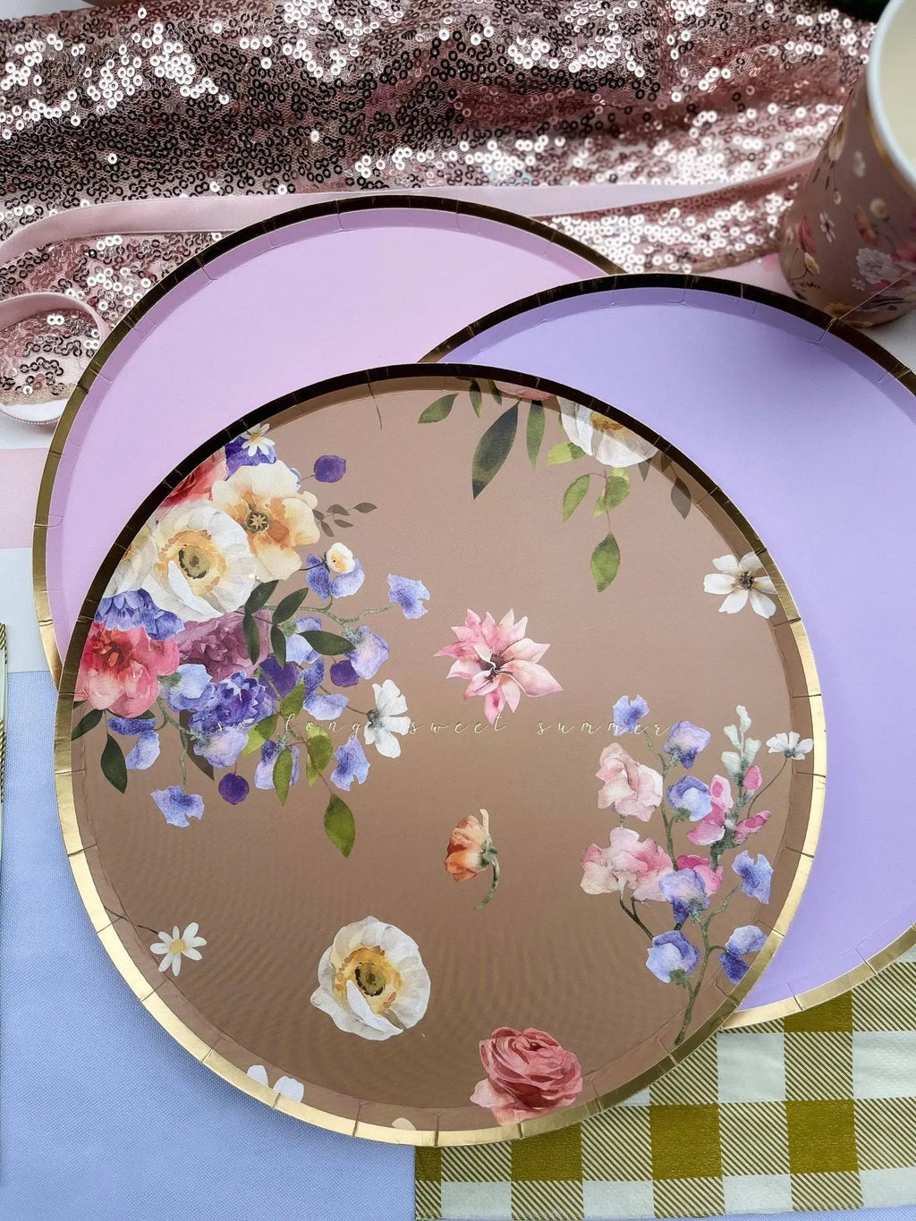 Gold Pink Paper Plate (8pcs)