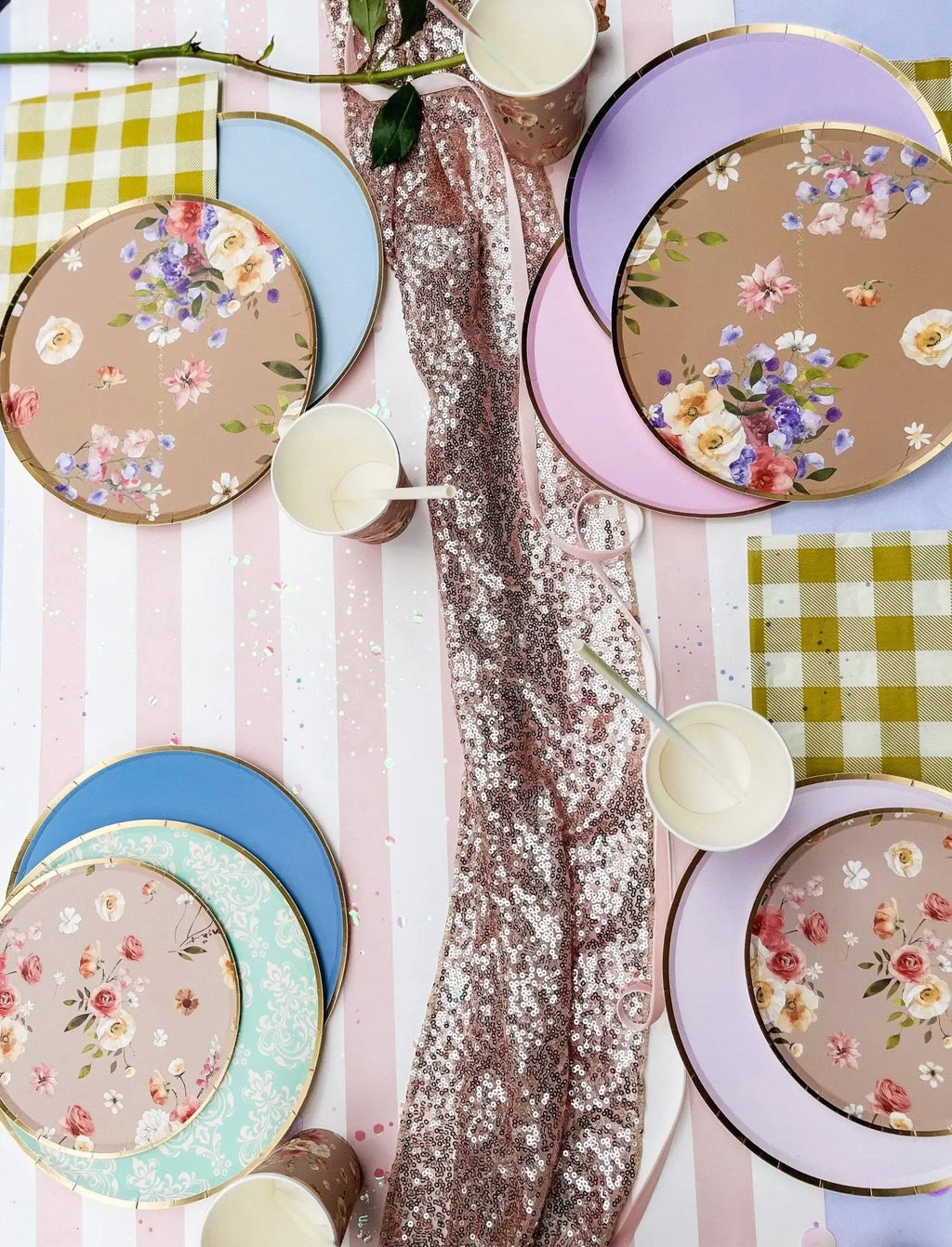 Gold Purple Paper Plate (8pcs)