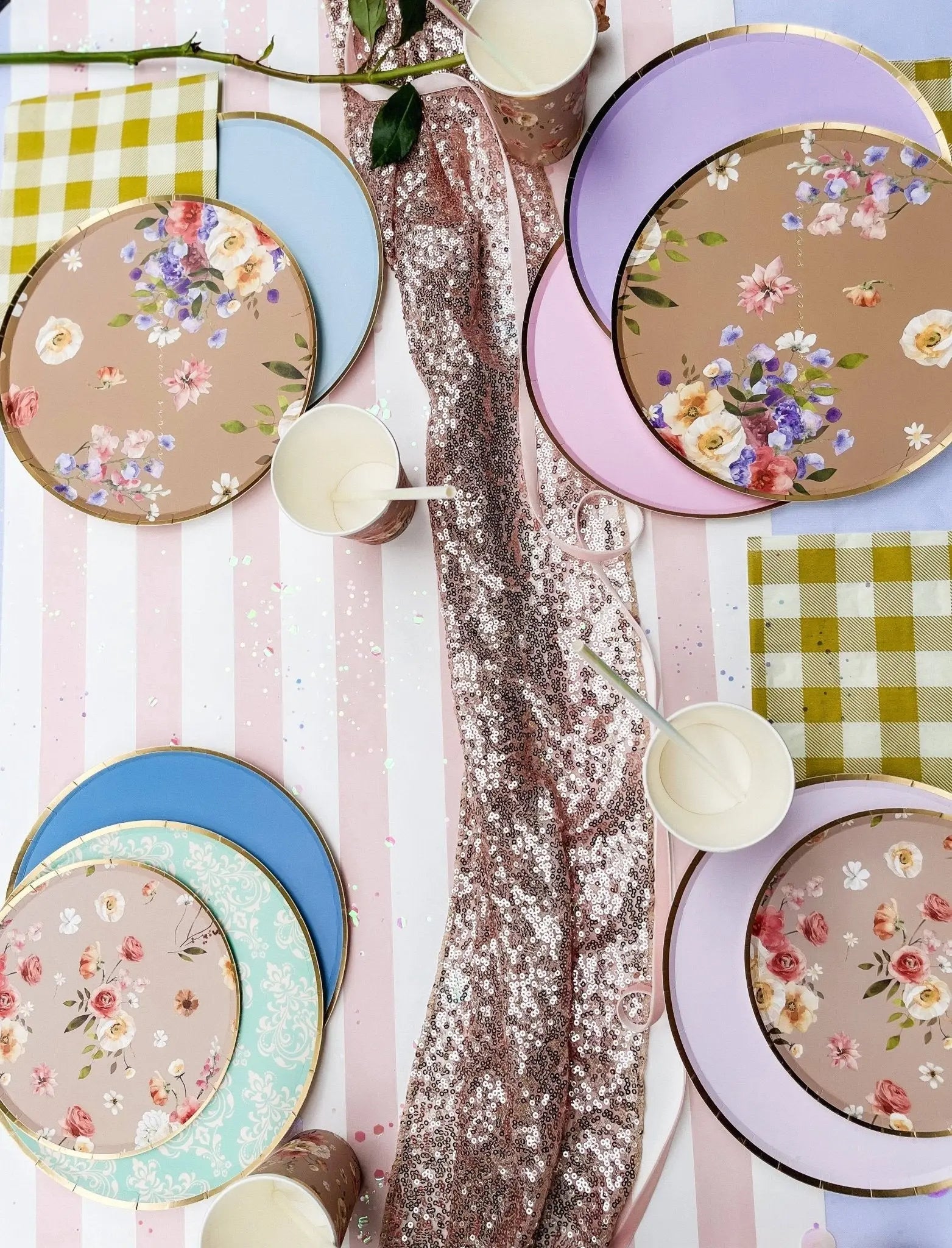 Gold Purple Paper Plate (8pcs)