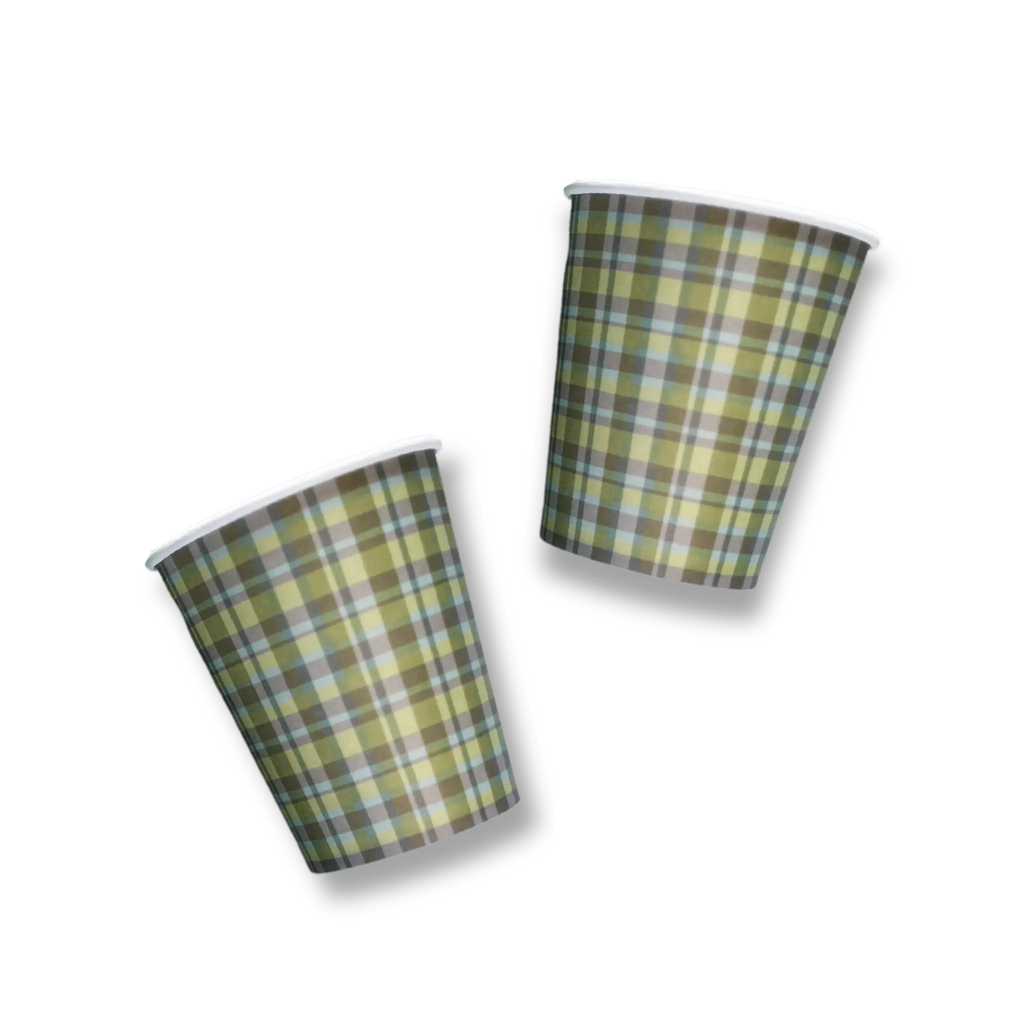 Green & Blue Plaid Cups (8pcs)