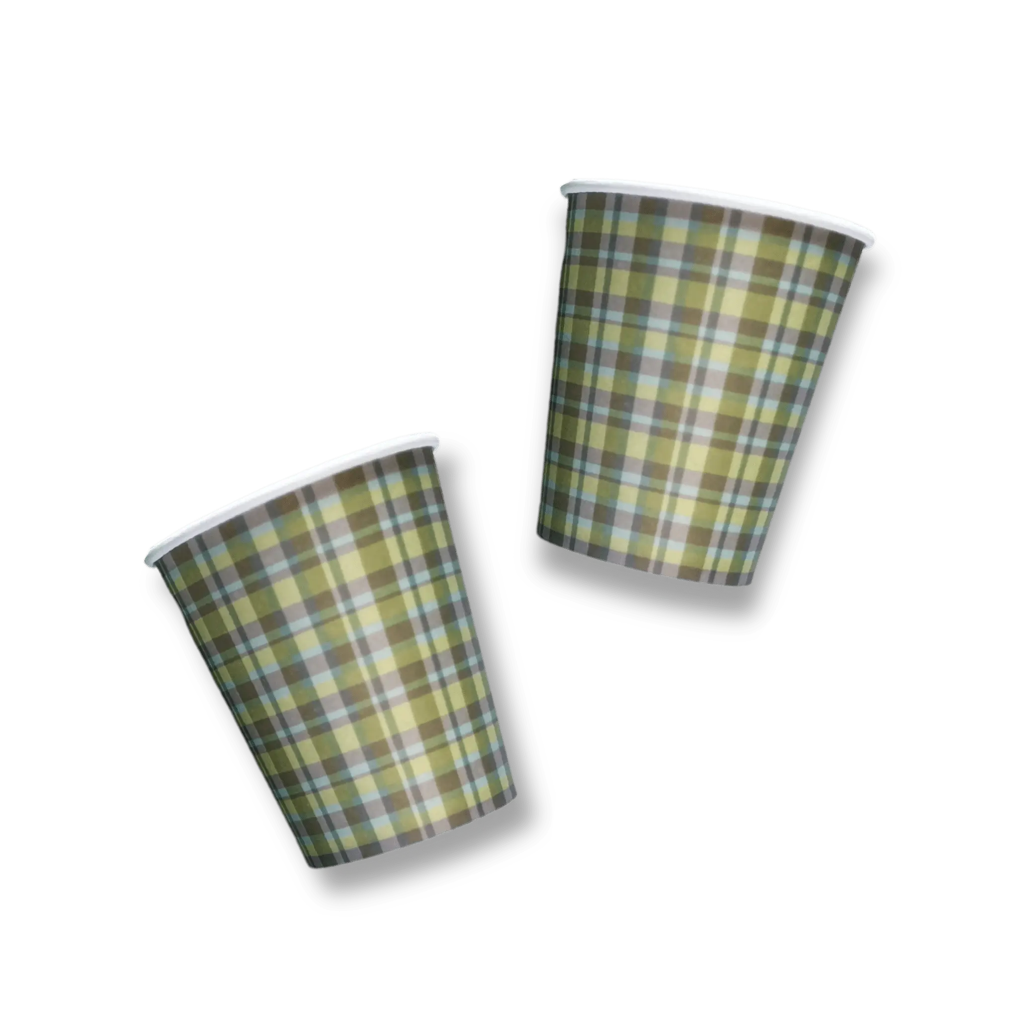 Green & Blue Plaid Cups (8pcs)