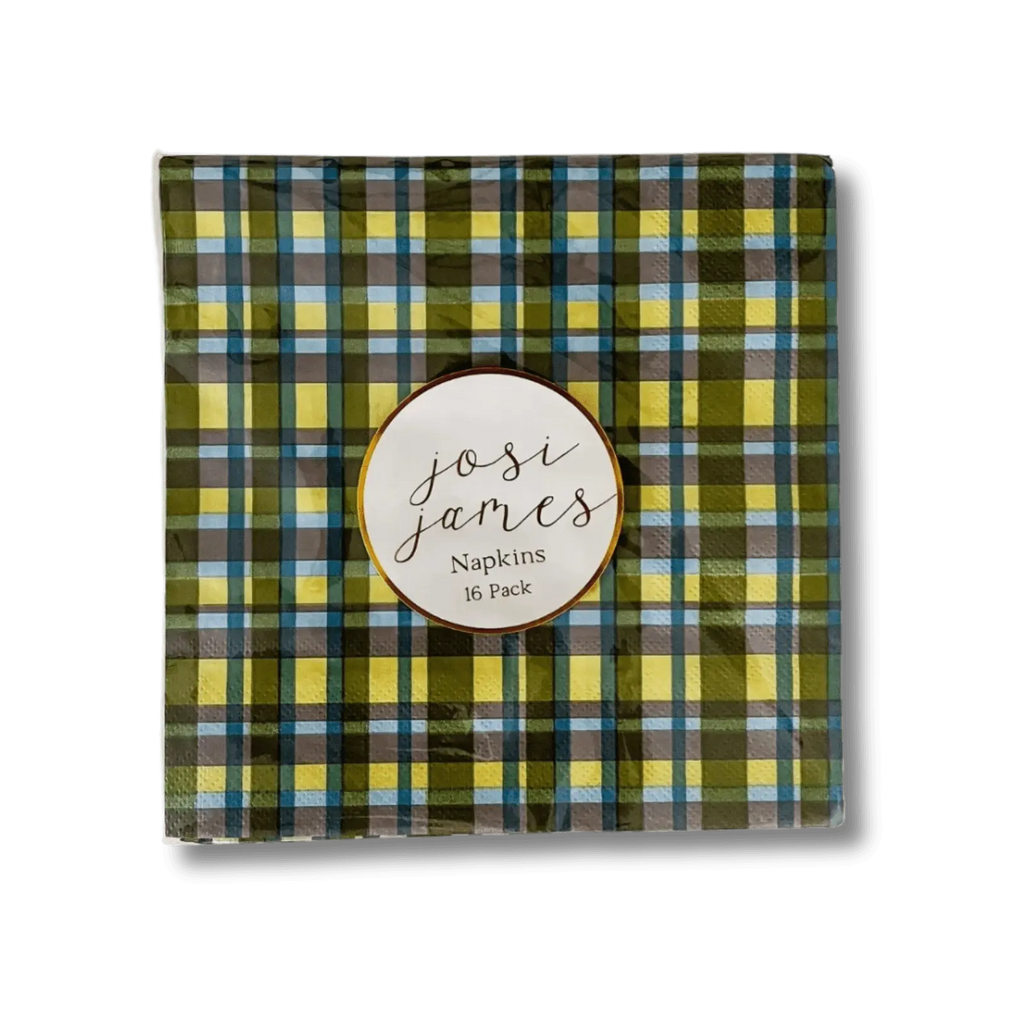 Green & Blue Plaid Large, Disposable Paper Napkins (16pcs)