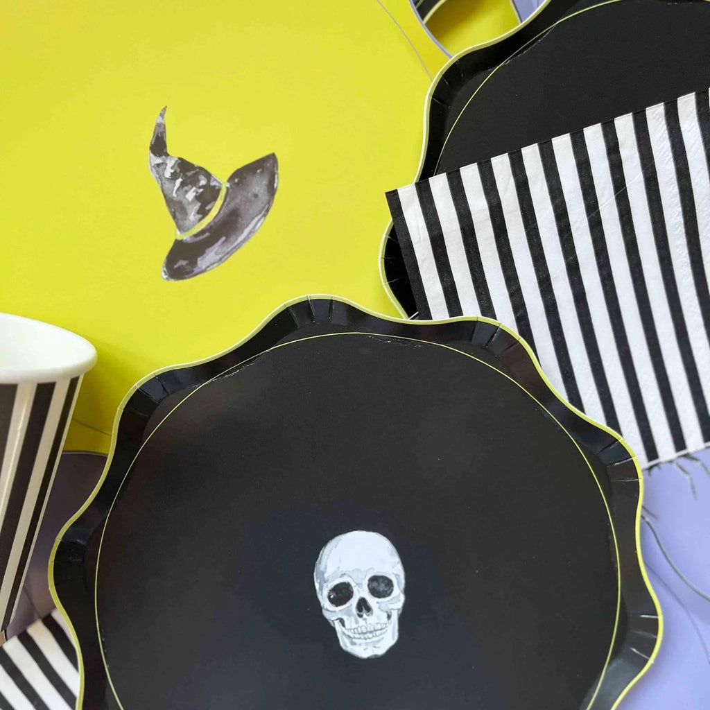 Classic Black & White Striped Disposable Paper Napkins (24pcs)