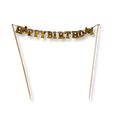 Gold Happy Birthday Cake Banner - Cake Topper