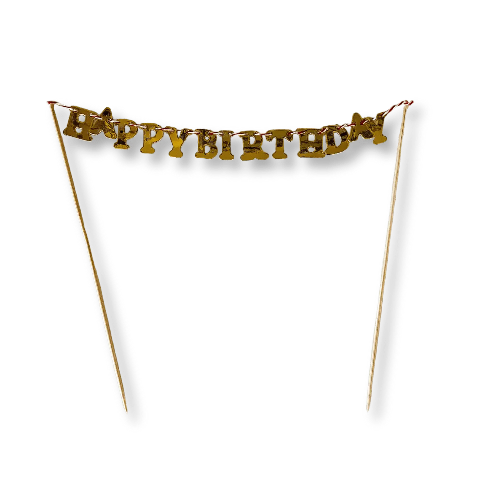 Gold Happy Birthday Cake Banner - Cake Topper
