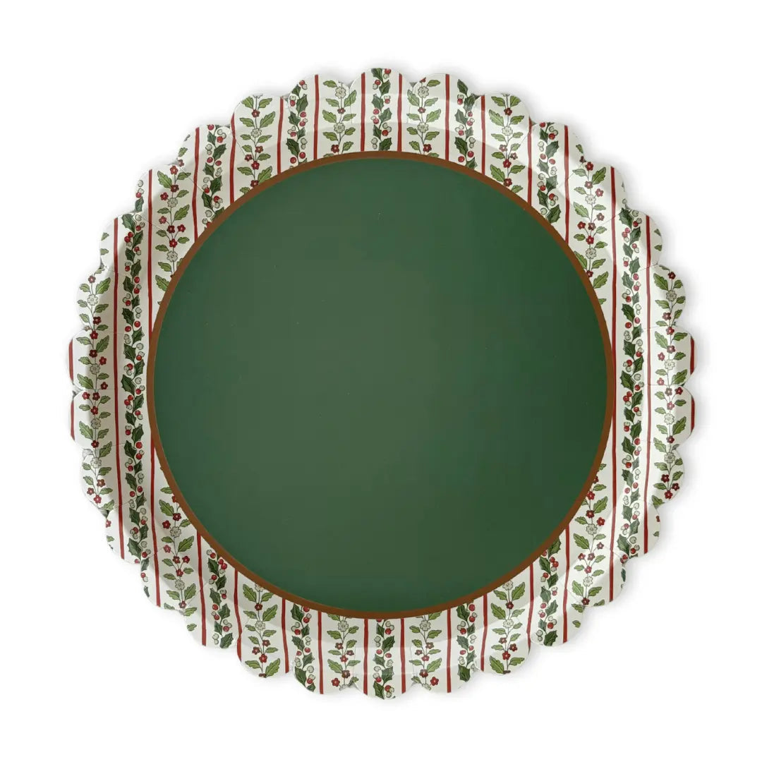 Hearth & Holly Vintage Floral Scalloped Dinner Plate (12pcs)