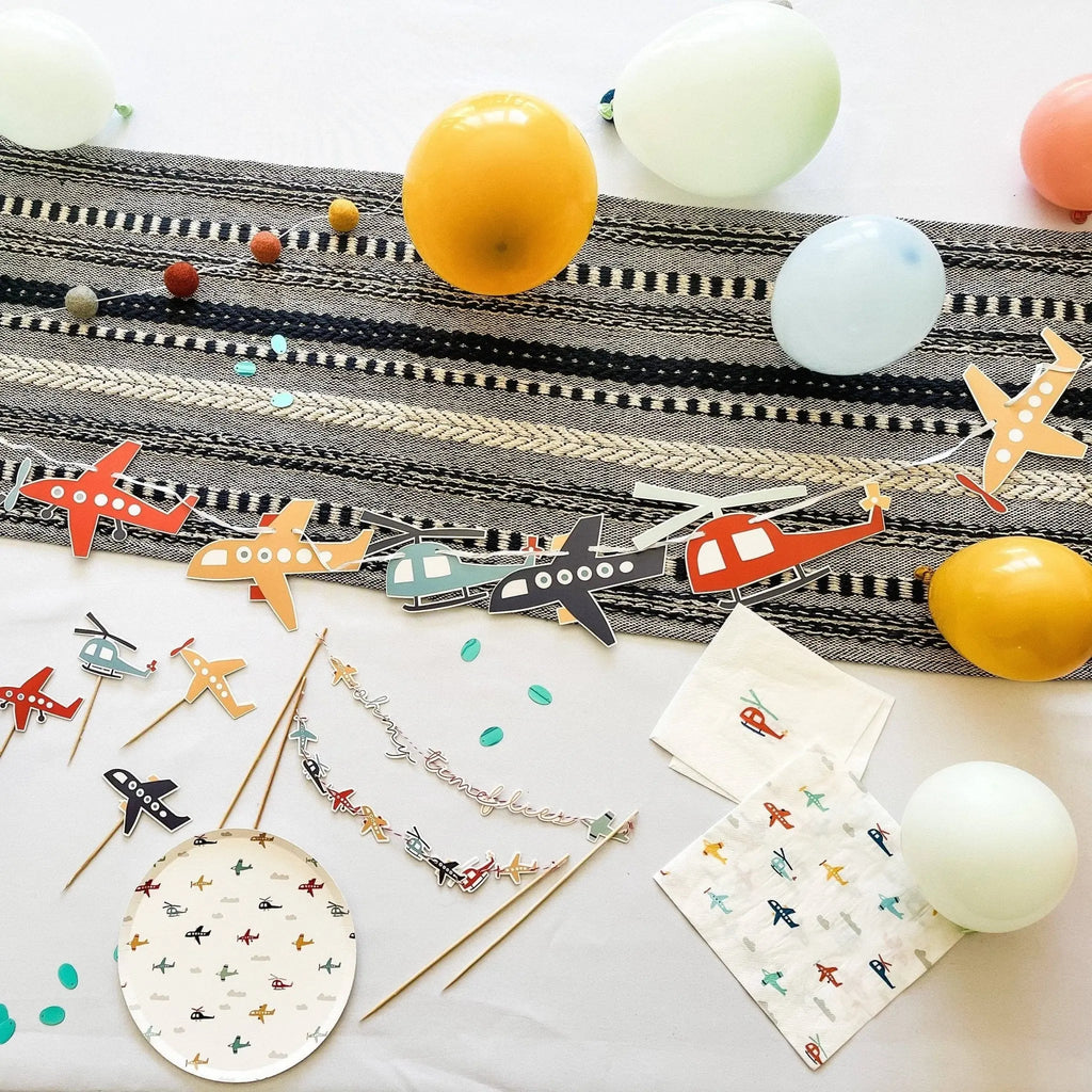 Airplane Party Lunch Napkins for Kids Birthday, 6.5 Inch (24 Pack)