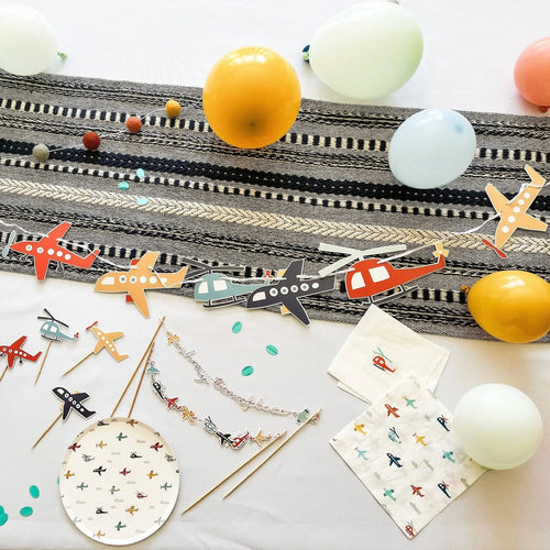 Airplane Party Lunch Napkins for Kids Birthday, 6.5 Inch (24 Pack)