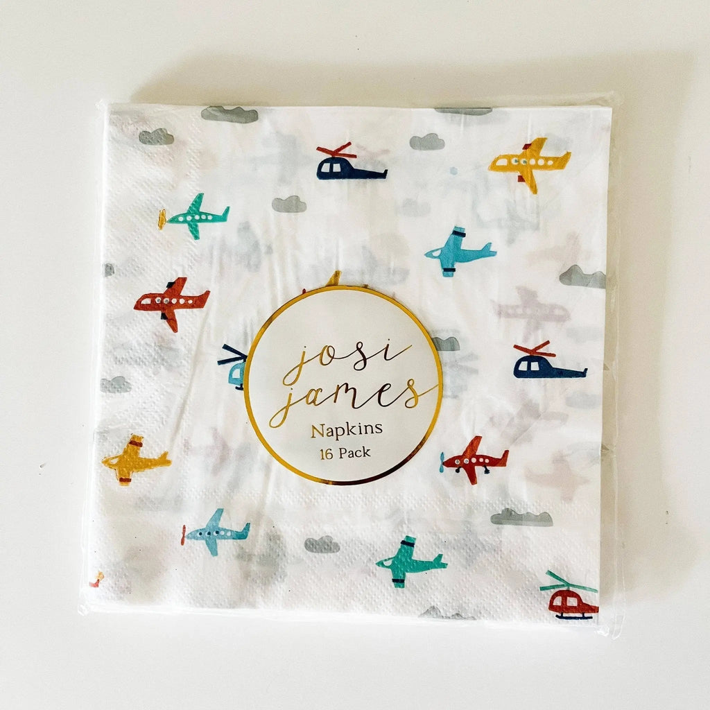Airplane Party Lunch Napkins for Kids Birthday, 6.5 Inch (24 Pack)