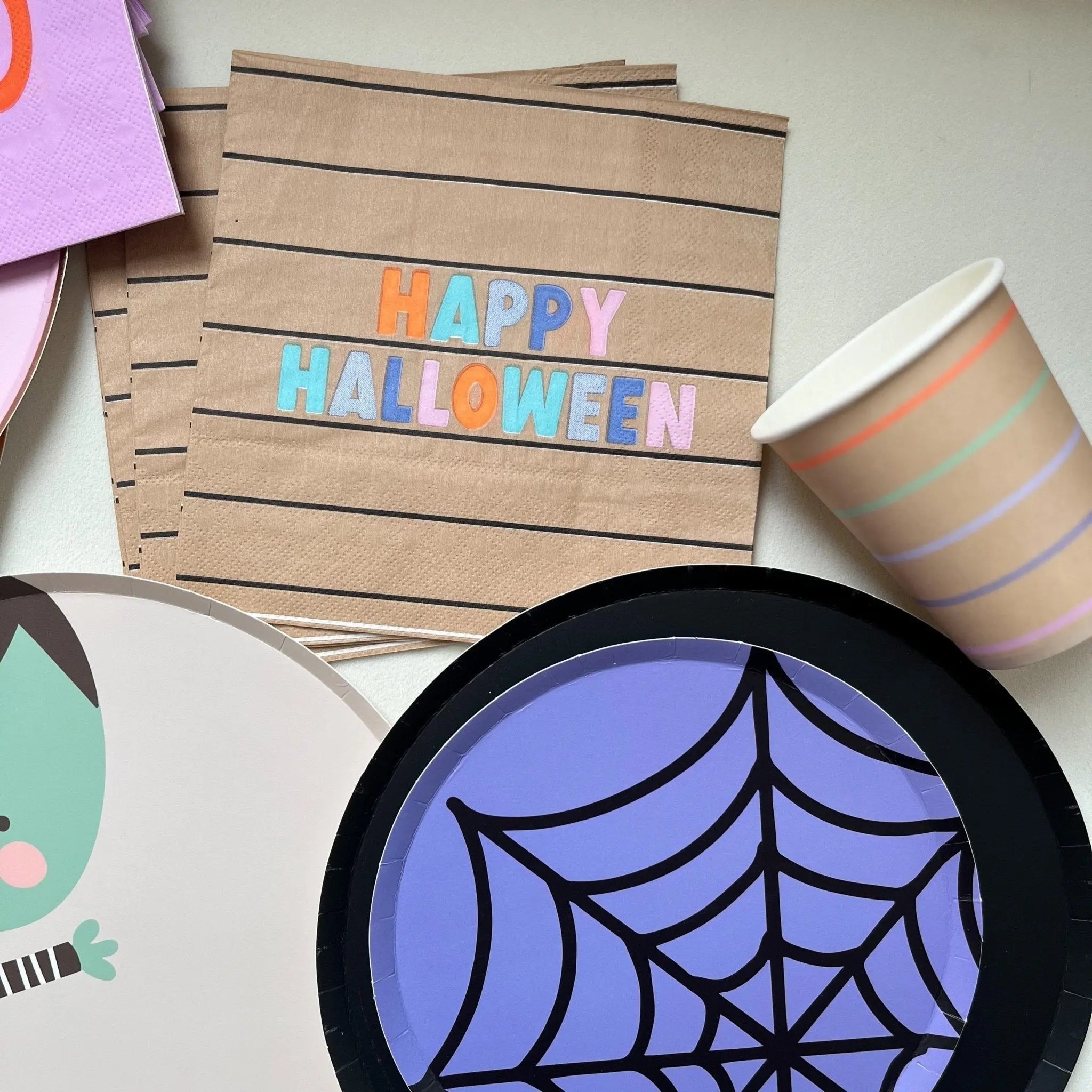 Large Striped Halloween Paper Napkins (16pcs)