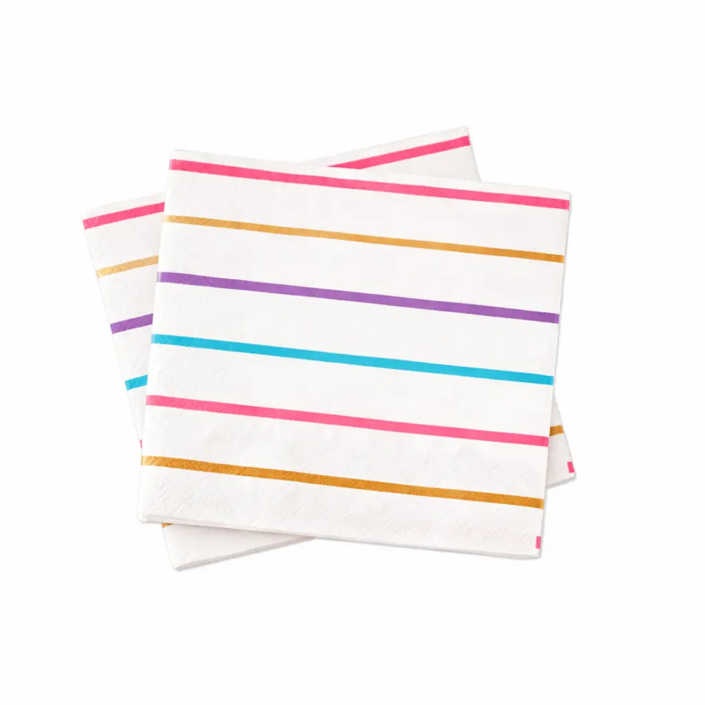 Large Striped Pastel Paper Lunch Napkins (16pcs)