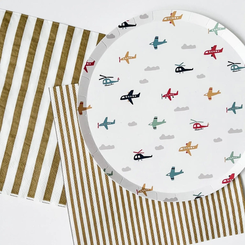 Matte Gold Striped Large Disposable Paper Napkins (16pcs)