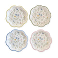 Pastel Floral Scalloped Dessert Plates – 12pcs (4 of Each Color)