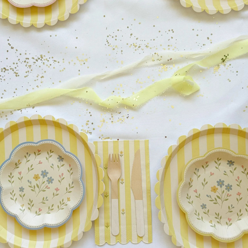 Pastel Floral Scalloped Dessert Plates – 12pcs (4 of Each Color)
